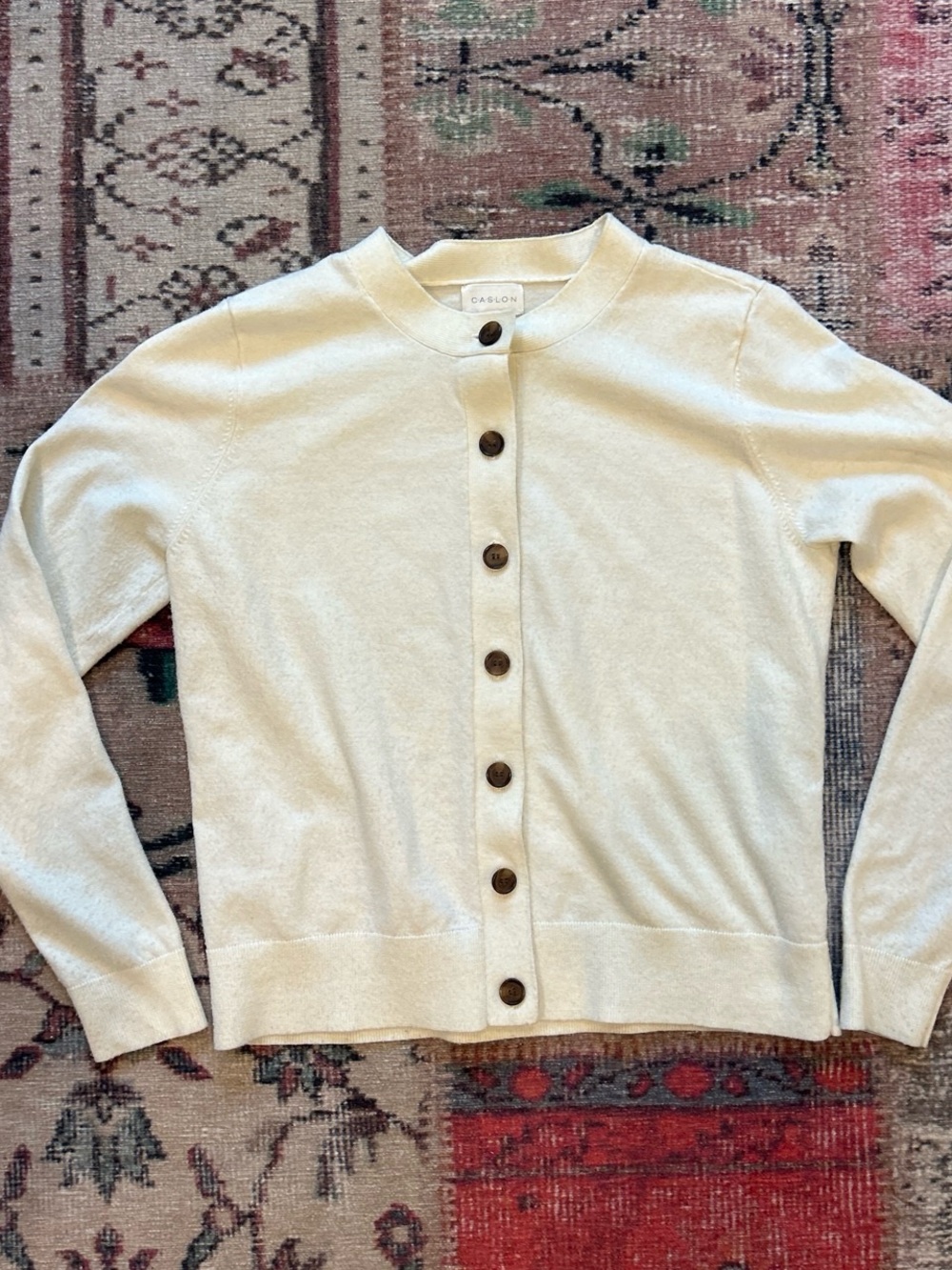 Caslon Cream Button-Front Cardigan Sweater